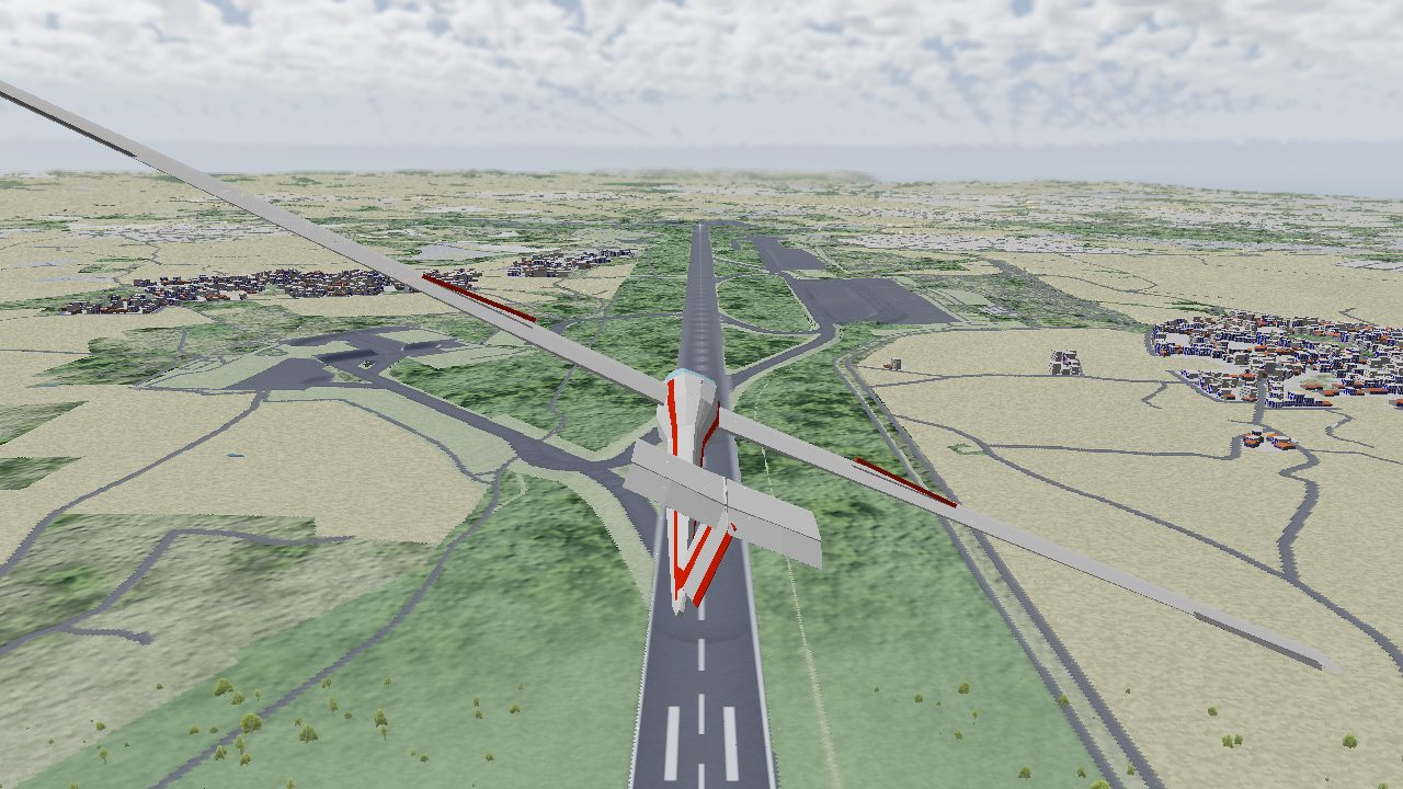 Chase view of the SK Glider Mark 1 banking